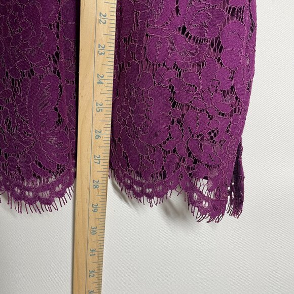 Isaac Mizrahi Live Womens Plum Purple 3/4 Bell Sleeve Crochet Lace Blouse Top 1X - Picture 9 of 11